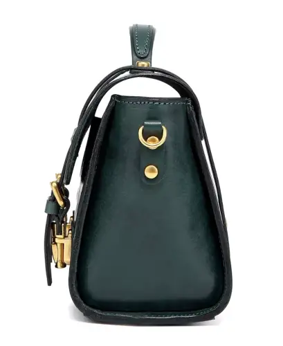 Women's Genuine Leather Focus Mini Satchel Bag-Teal - 6
