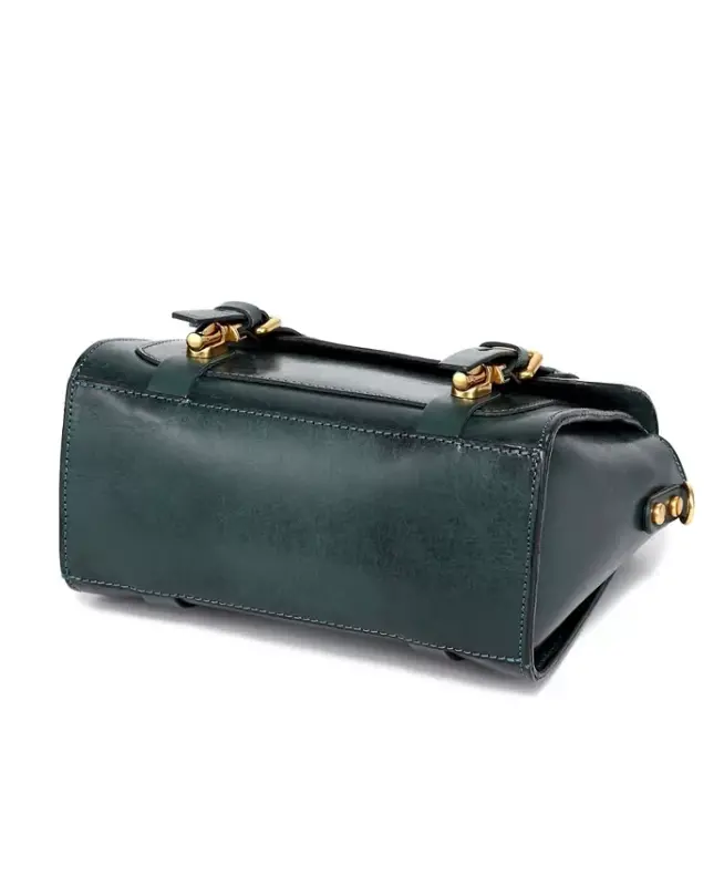 Women's Genuine Leather Focus Mini Satchel Bag-Teal - 7