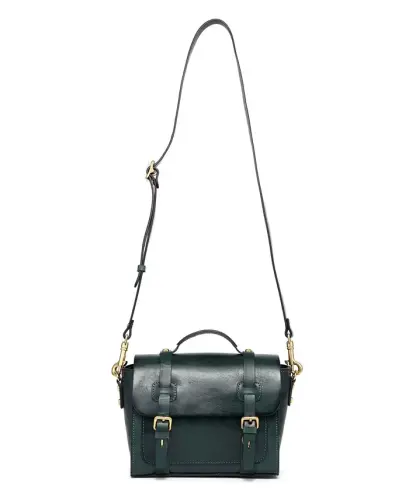 Women's Genuine Leather Focus Mini Satchel Bag-Teal - 8