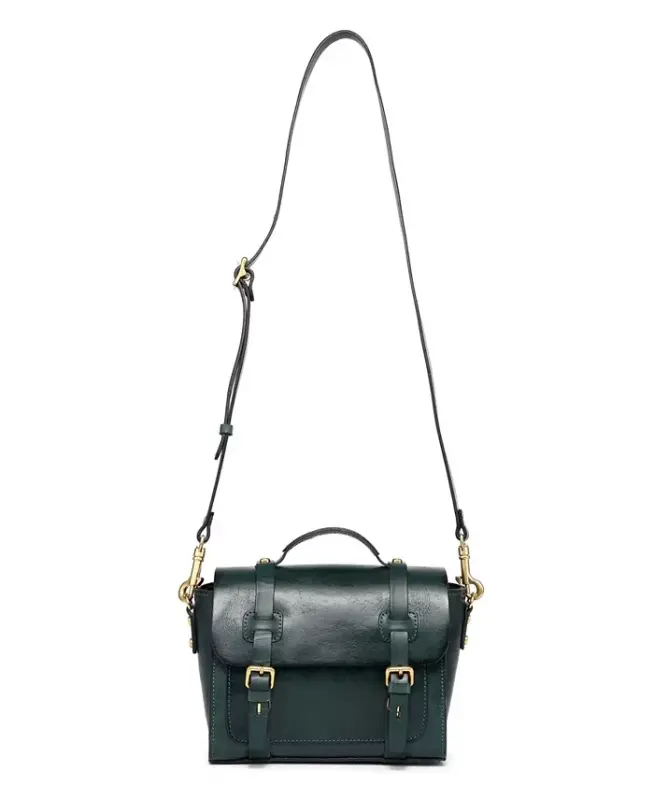 Women's Genuine Leather Focus Mini Satchel Bag-Teal - 8
