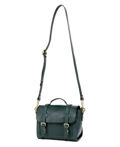 Women's Genuine Leather Focus Mini Satchel Bag-Teal - 9