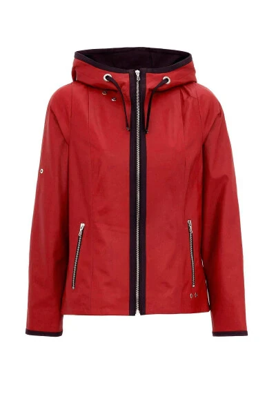 Women's genuine leather jacket, wide cut, red Marc zipper. - 5