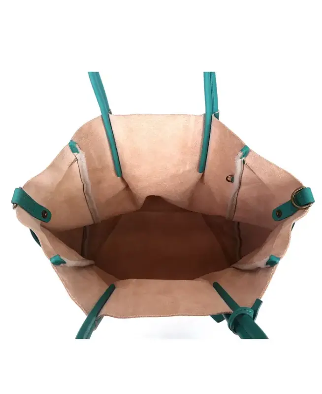 Women's Genuine Leather Sprout Land Tote Bag-Aqua Ombre - 2