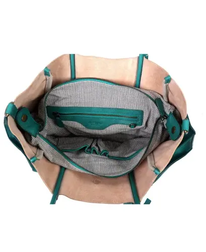 Women's Genuine Leather Sprout Land Tote Bag-Aqua Ombre - 5