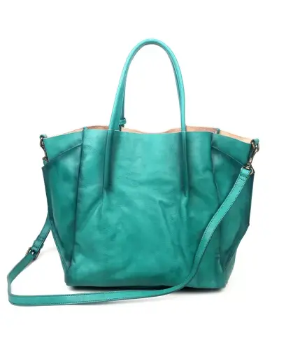 Women's Genuine Leather Sprout Land Tote Bag-Aqua Ombre - 8