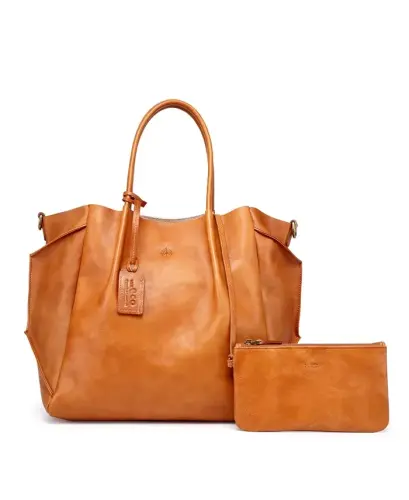 Women's Genuine Leather Sprout Land Tote Bag - Chestnut 