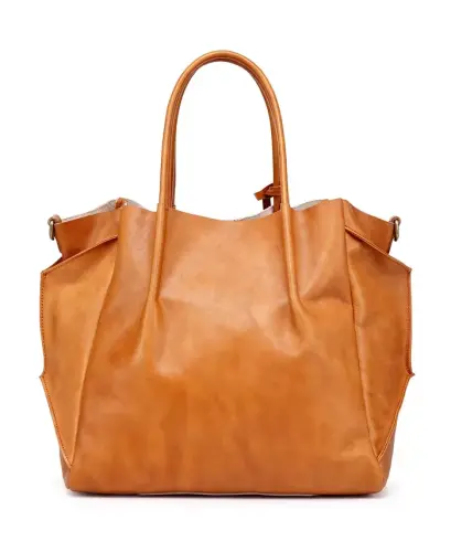 Women's Genuine Leather Sprout Land Tote Bag - Chestnut - 3