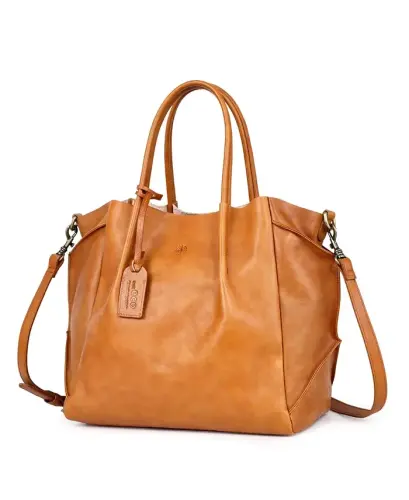Women's Genuine Leather Sprout Land Tote Bag - Chestnut - 10