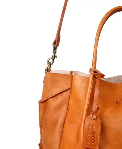 Women's Genuine Leather Sprout Land Tote Bag - Chestnut - 5