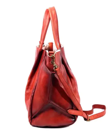 Women's Genuine Leather Sprout Land Tote Bag-Cognac - 7