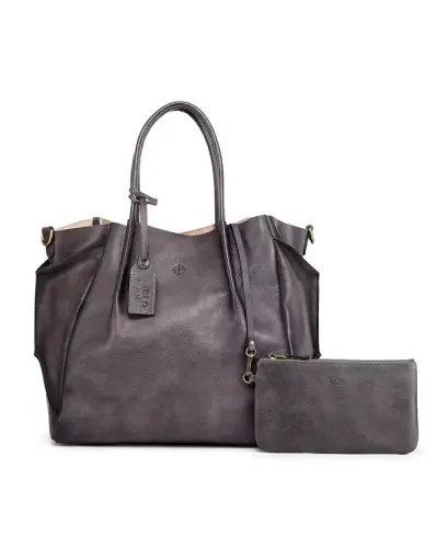 Women's Genuine Leather Sprout Land Tote Bag-Gray Ombre 