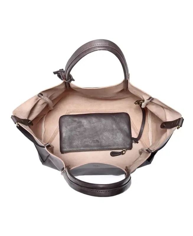 Women's Genuine Leather Sprout Land Tote Bag-Gray Ombre - 4