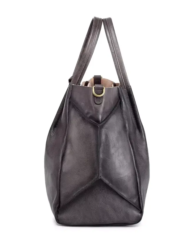 Women's Genuine Leather Sprout Land Tote Bag-Gray Ombre - 10