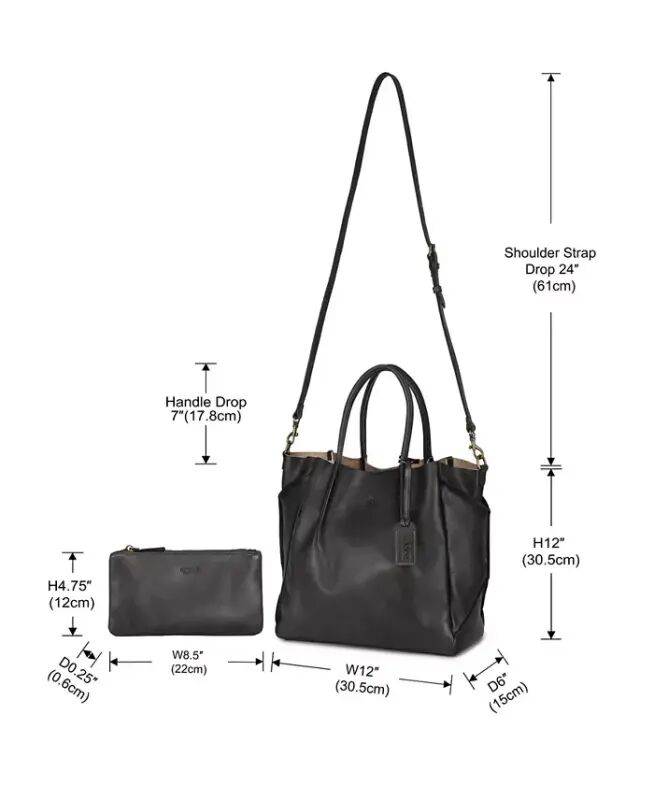 Women's Genuine Leather Sprout Land Tote Bag-Gray Ombre - 5