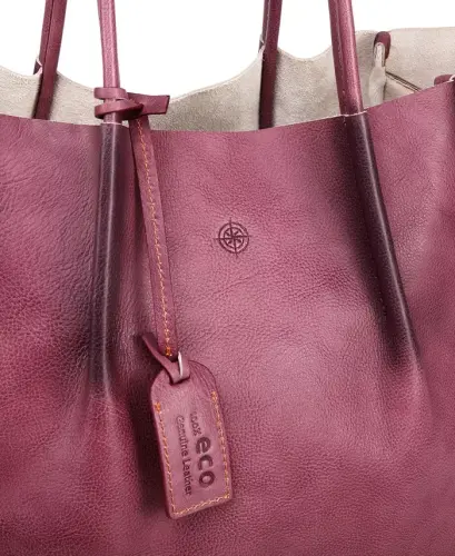 Women's Genuine Leather Sprout Land Tote Bag - Orchid - 9