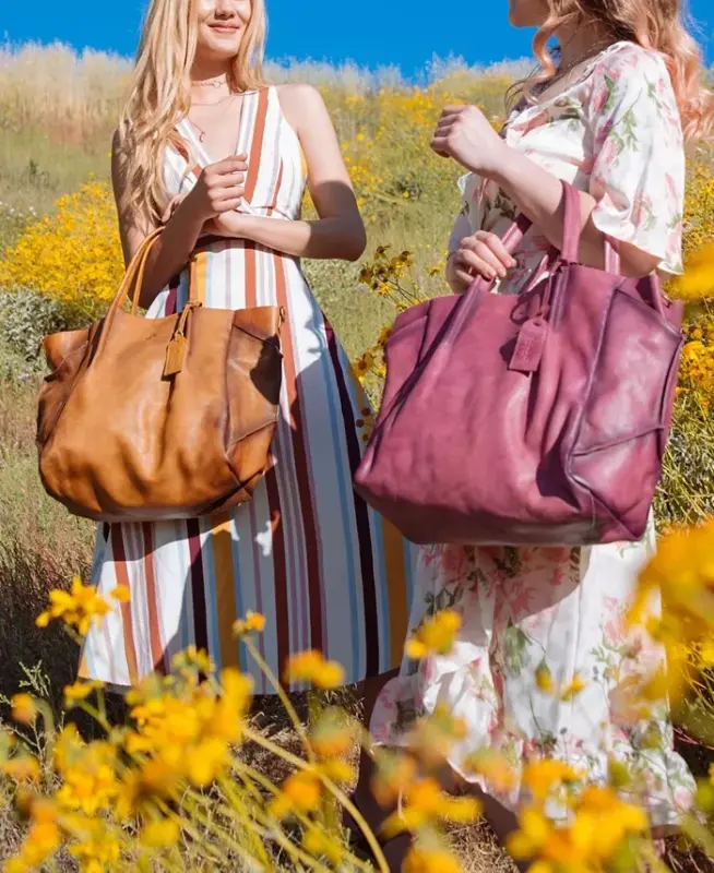 Women's Genuine Leather Sprout Land Tote Bag - Orchid - 10