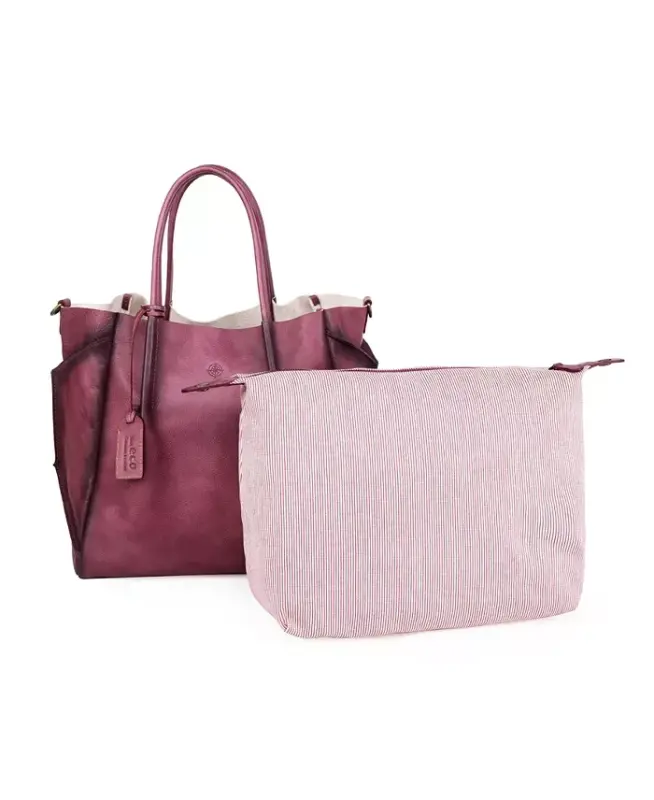 Women's Genuine Leather Sprout Land Tote Bag - Orchid - 2