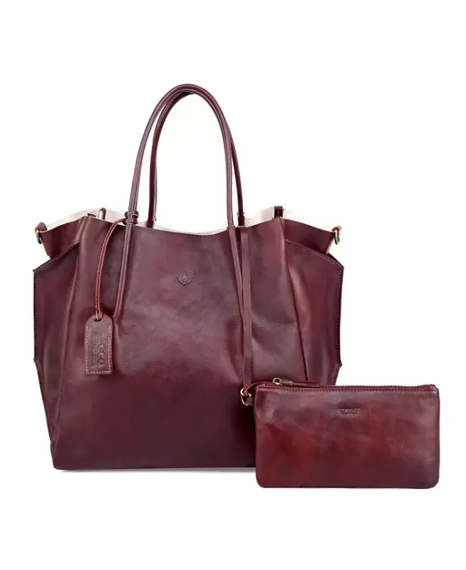 Women's Genuine Leather Sprout Land Tote Bag - Rusty Red - 1