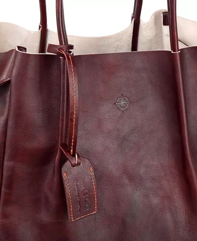 Women's Genuine Leather Sprout Land Tote Bag - Rusty Red - 11