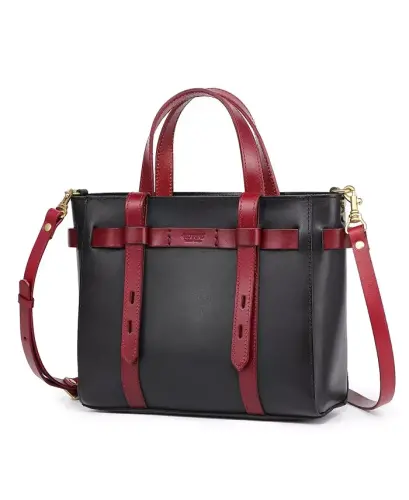 Women's Genuine Leather Westland Mini Tote Bag - Black - 8