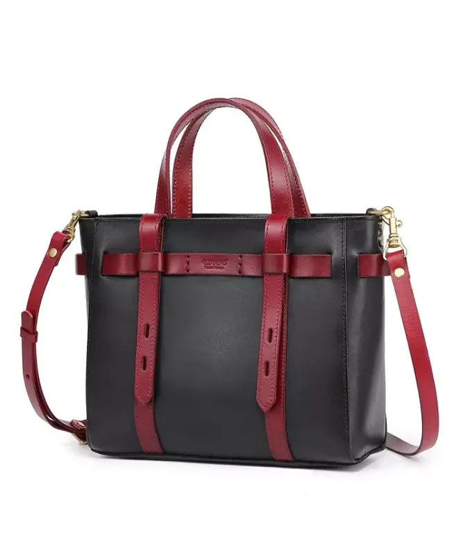 Women's Genuine Leather Westland Mini Tote Bag - Black - 8