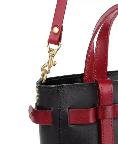 Women's Genuine Leather Westland Mini Tote Bag - Black - 9