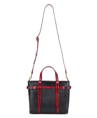 Women's Genuine Leather Westland Mini Tote Bag - Black - 11