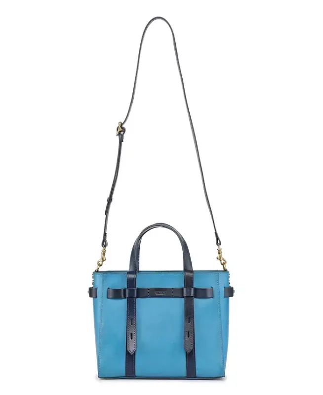 Women's Genuine Leather Westland Mini Tote Bag - Turquoise - 5