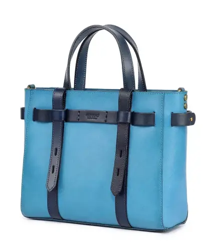Women's Genuine Leather Westland Mini Tote Bag - Turquoise - 9