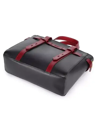 Women's Genuine Leather Westland Minit Tote Bag-Black - 3