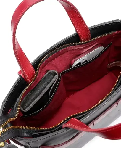 Women's Genuine Leather Westland Minit Tote Bag-Black - 12