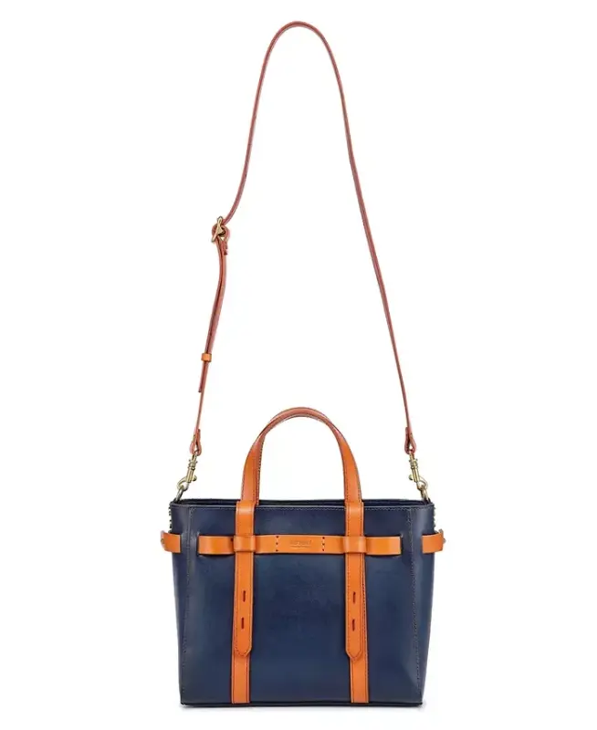 Women's Genuine Leather Westland Minit Tote Bag - Navy - 2