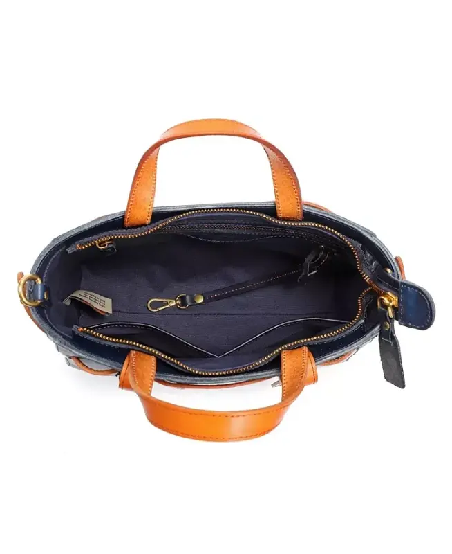 Women's Genuine Leather Westland Minit Tote Bag - Navy - 4