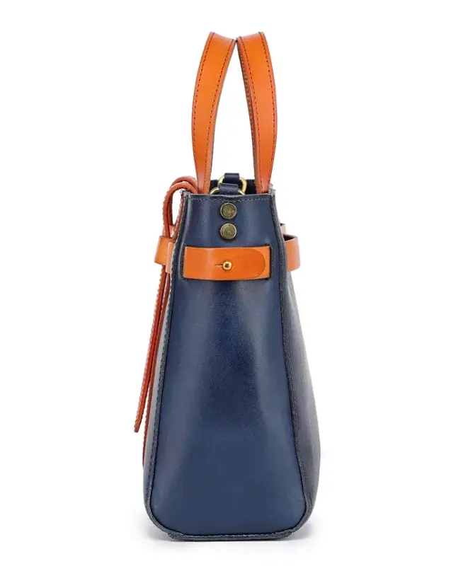 Women's Genuine Leather Westland Minit Tote Bag - Navy - 8
