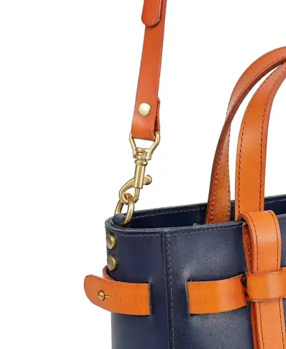 Women's Genuine Leather Westland Minit Tote Bag - Navy - 11