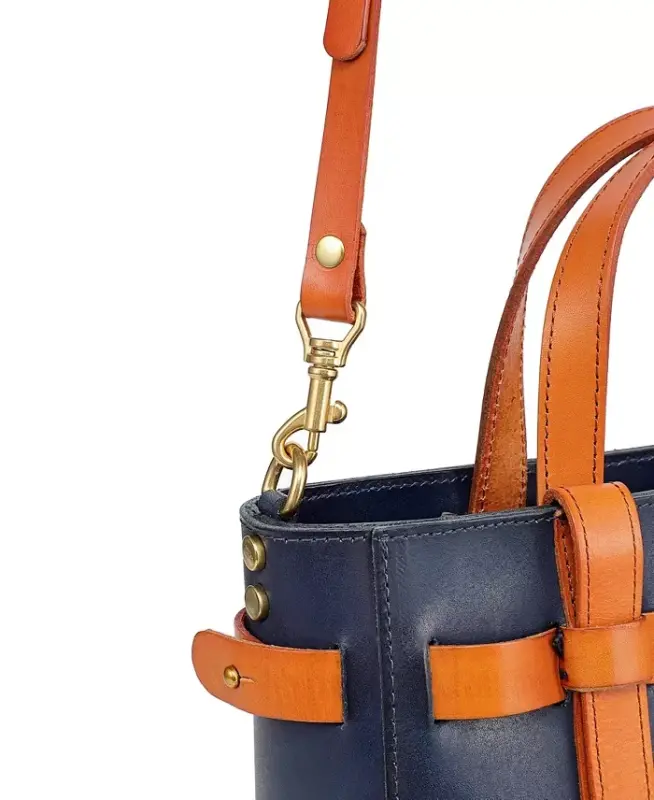 Women's Genuine Leather Westland Minit Tote Bag - Navy - 11