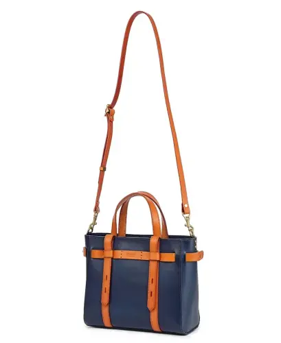 Women's Genuine Leather Westland Minit Tote Bag - Navy - 12