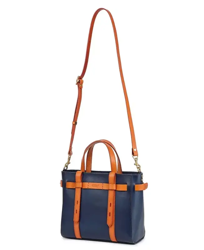 Women's Genuine Leather Westland Minit Tote Bag - Navy - 12