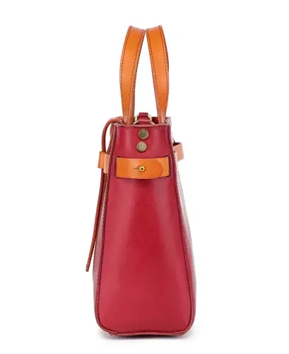 Women's Genuine Leather Westland Minit Tote Bag-Red - 3