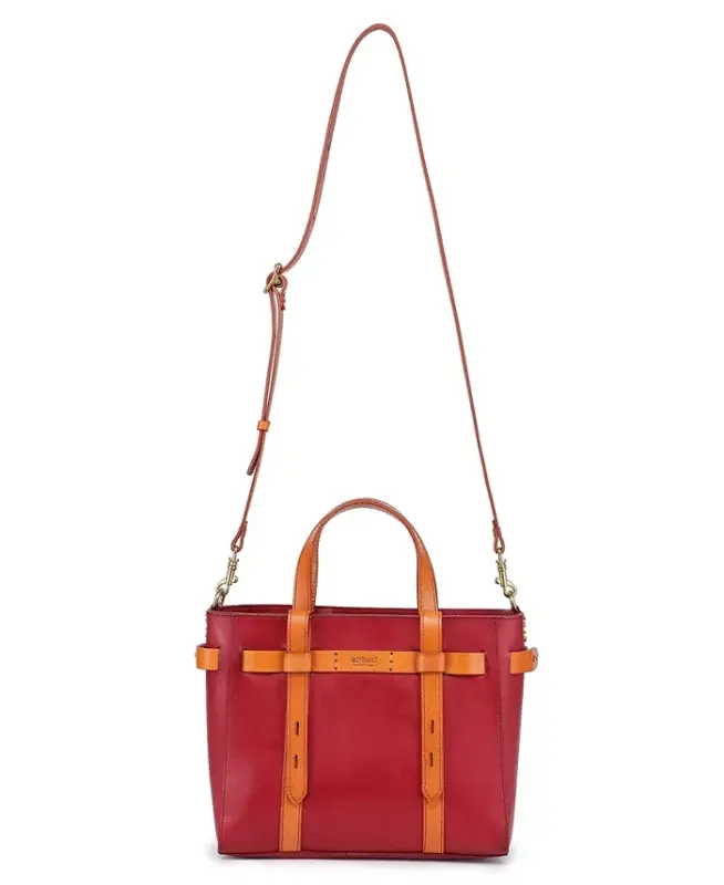 Women's Genuine Leather Westland Minit Tote Bag-Red - 8