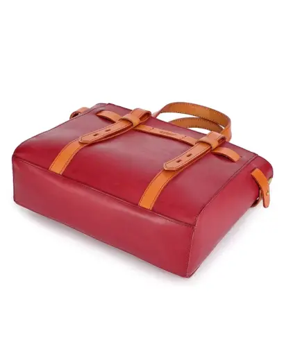 Women's Genuine Leather Westland Minit Tote Bag-Red - 11