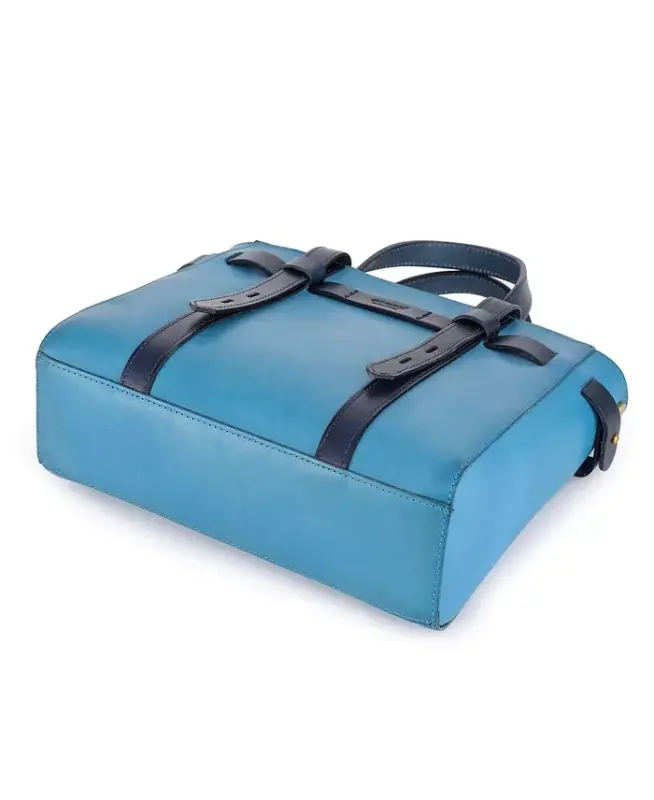 Women's Genuine Leather Westland Minit Tote Bag-Turquoise - 8