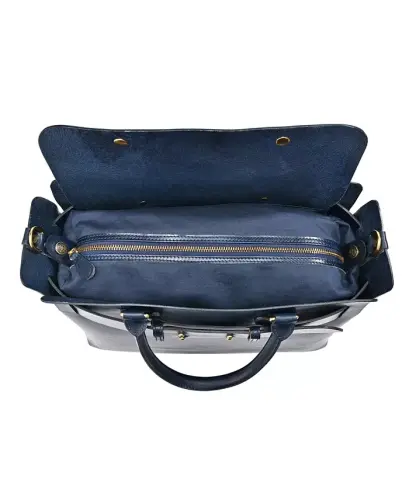 Women's Genuine Leather Westland Tote Bag - Navy - 6