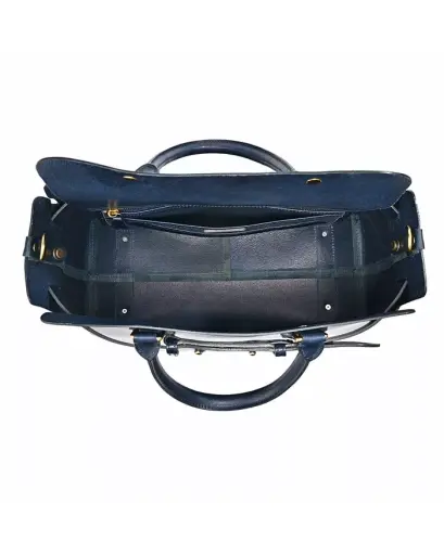 Women's Genuine Leather Westland Tote Bag - Navy - 7