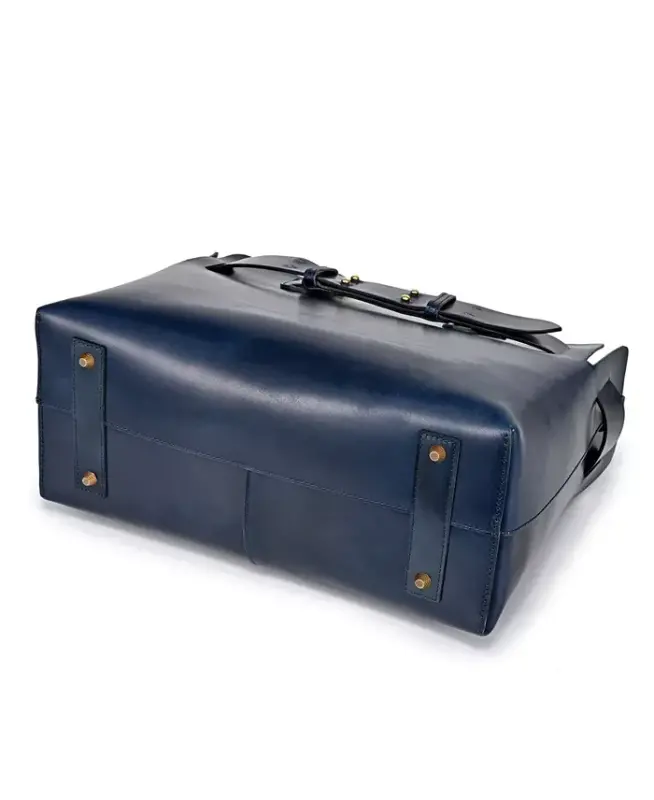 Women's Genuine Leather Westland Tote Bag - Navy - 9