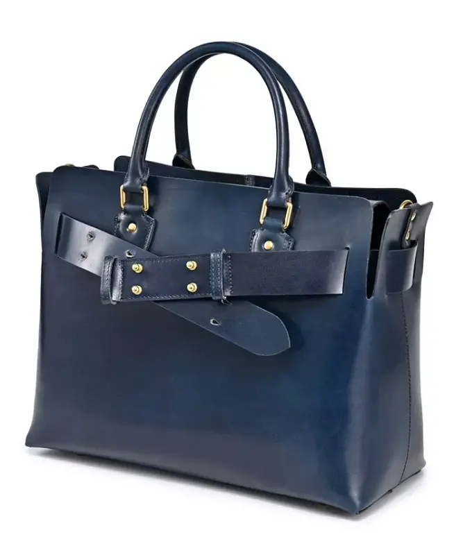 Women's Genuine Leather Westland Tote Bag - Navy - 11