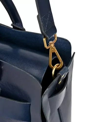 Women's Genuine Leather Westland Tote Bag - Navy - 13