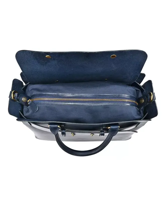 Westland Medium Leather Tote Bag - Navy - 6