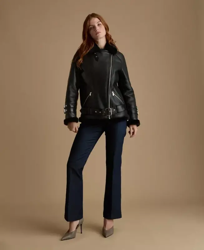 Women's Genuine Shearling Jacket - 2