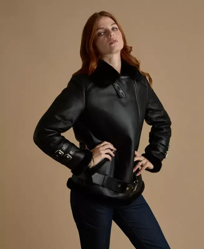 Women's Genuine Shearling Jacket - 3